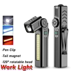 portable cob led rechargeable work light with magnetic base and clip
