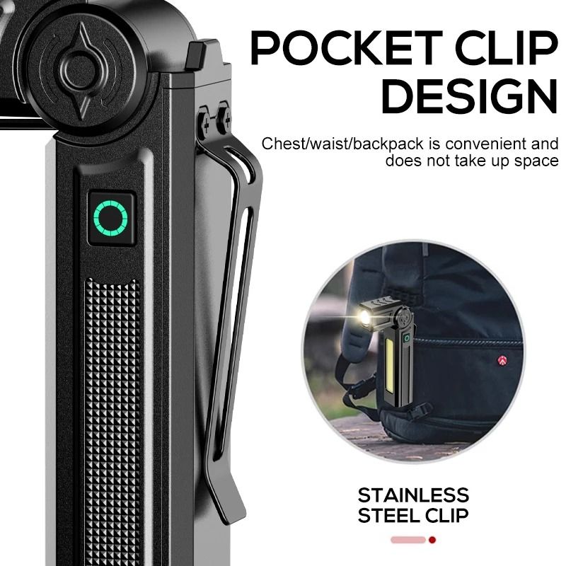 Portable COB LED Rechargeable Work Light With Magnetic Base And Clip 2