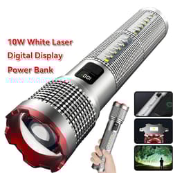 powerful rechargeable tactical led flashlight with zoom and power bank