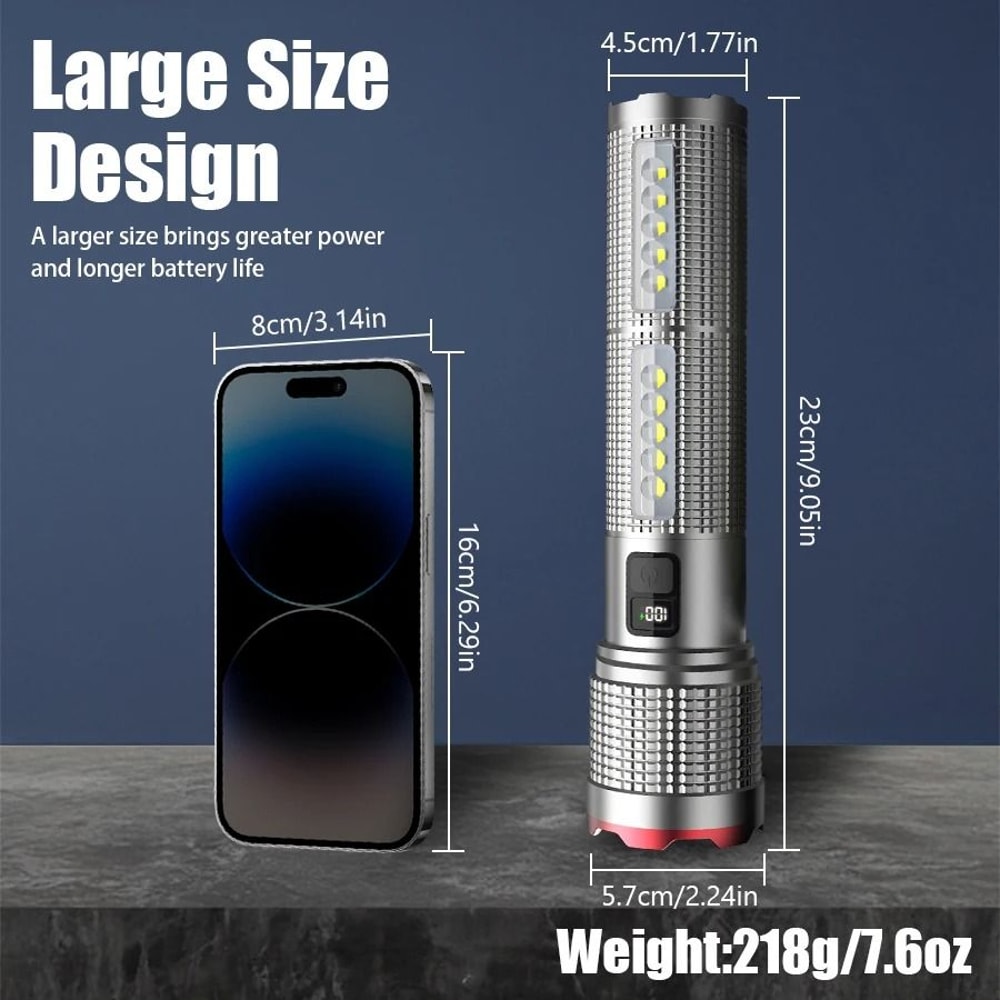 Powerful Rechargeable Tactical LED Flashlight With Zoom And Power Bank 5