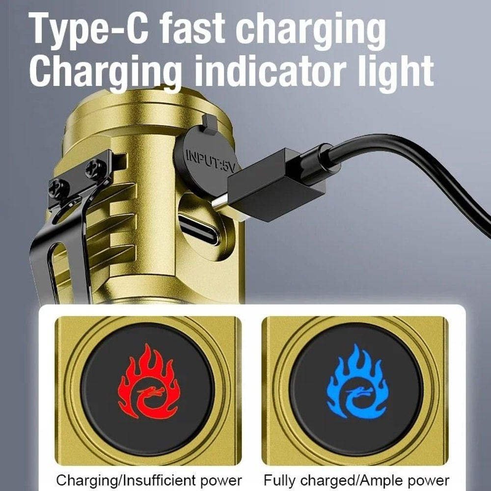 USB Type C Rechargeable Waterproof LED Work Flashlight 4