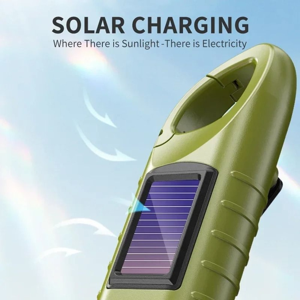 Solar Hand Crank LED Emergency Flashlight With Power Bank 1