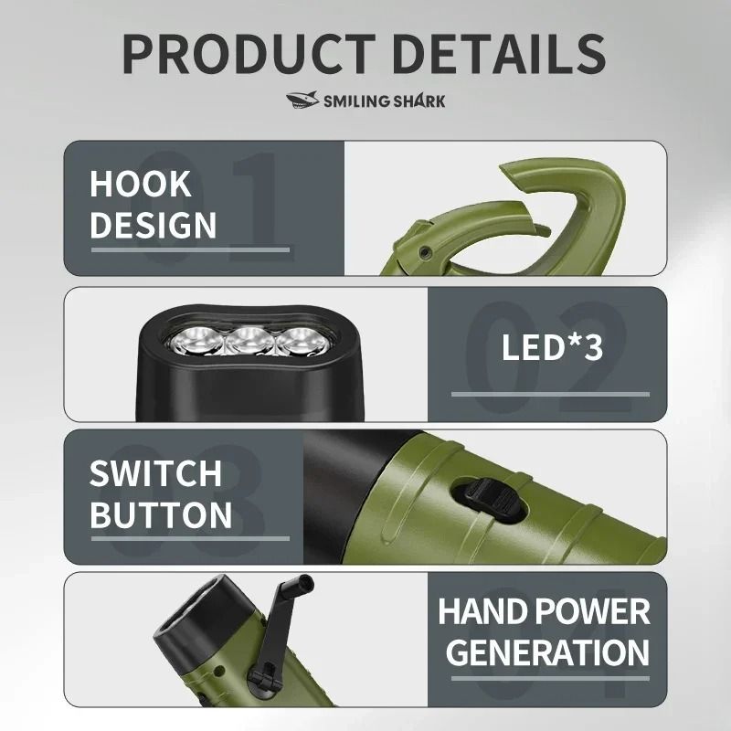 Solar Hand Crank LED Emergency Flashlight With Power Bank 4