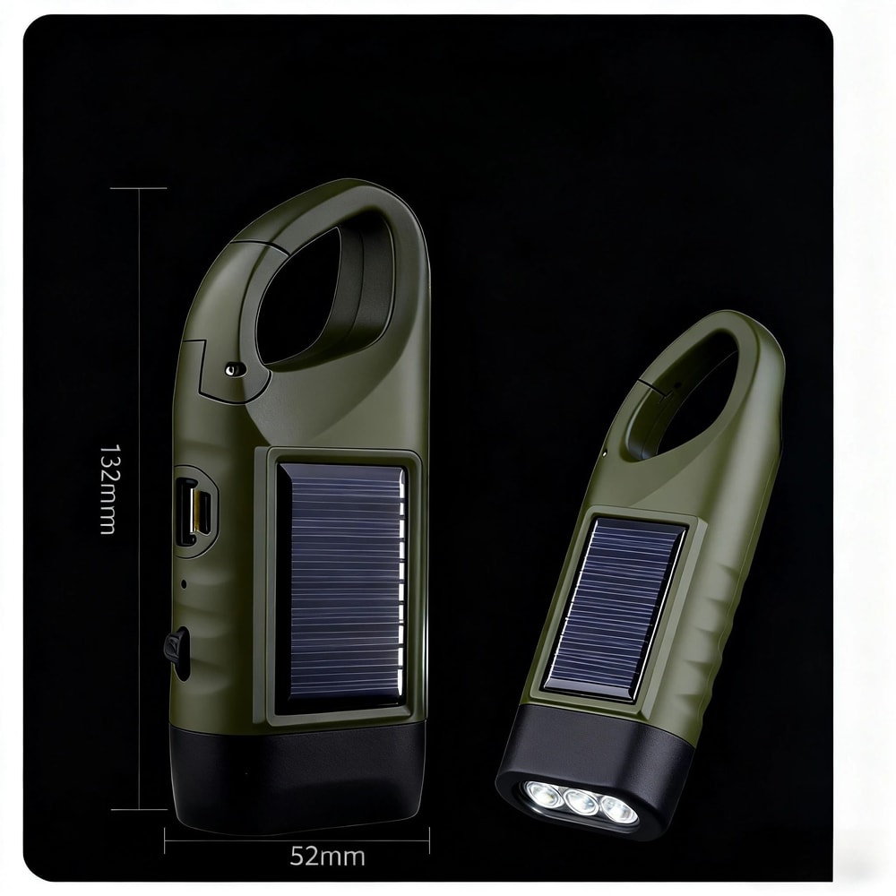 Solar Hand Crank LED Emergency Flashlight With Power Bank 5