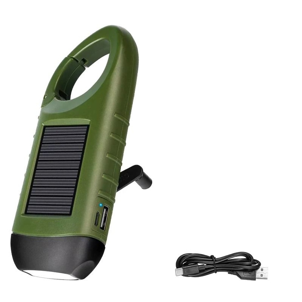 Solar Hand Crank LED Emergency Flashlight With Power Bank 6