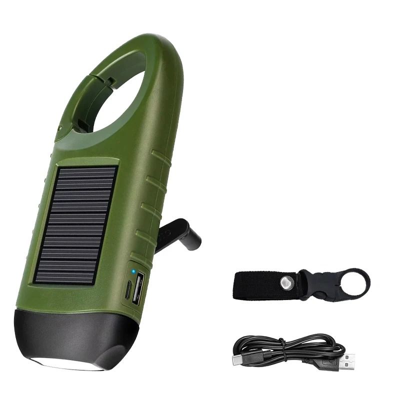 Solar Hand Crank LED Emergency Flashlight With Power Bank 7