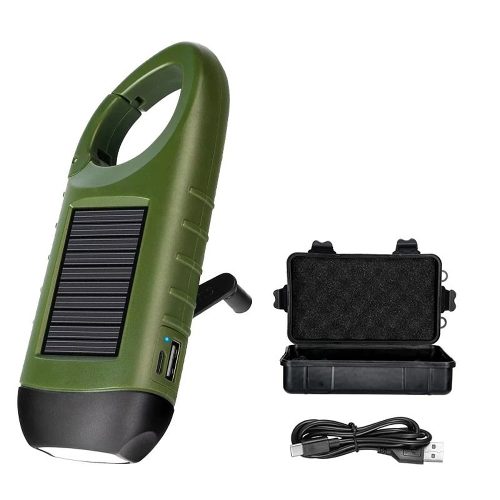 Solar Hand Crank LED Emergency Flashlight With Power Bank 8