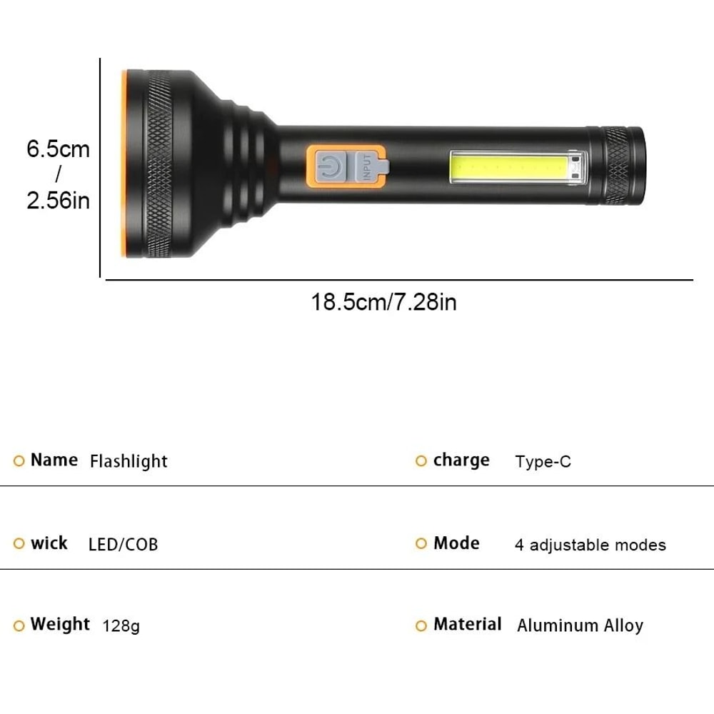Rechargeable High Power LED Camping Spotlight With Side Light 5