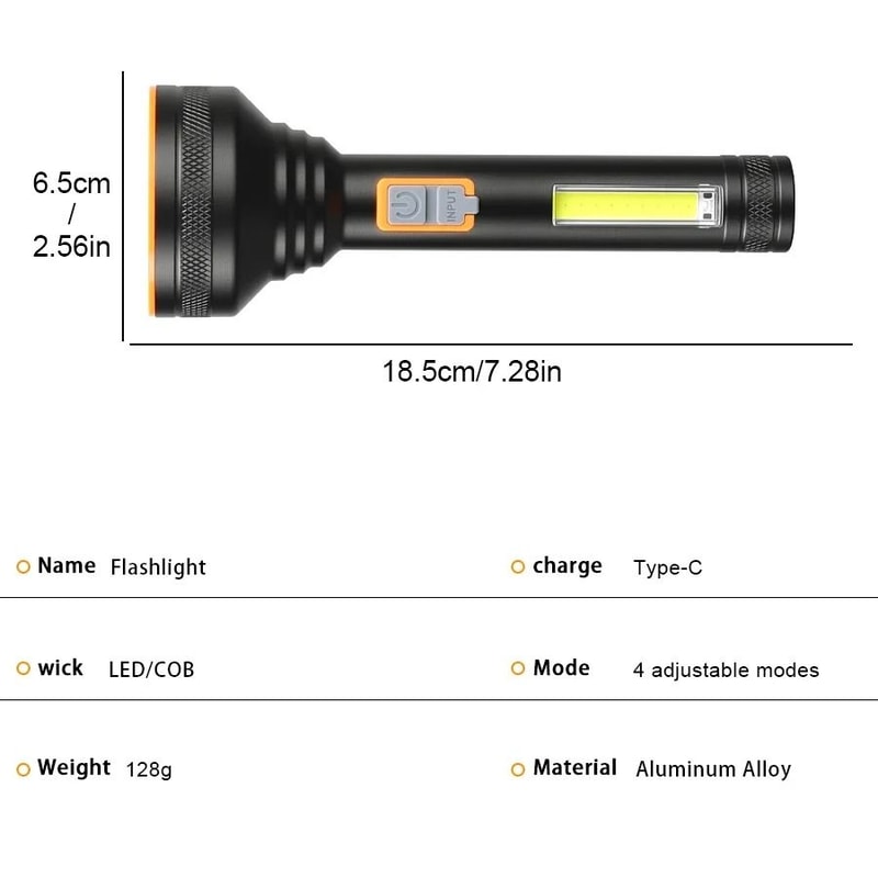 Rechargeable High Power LED Camping Spotlight With Side Light 5