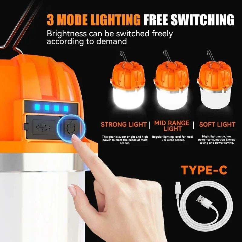 Portable USB Rechargeable Camping Lantern LED Tent Light 3