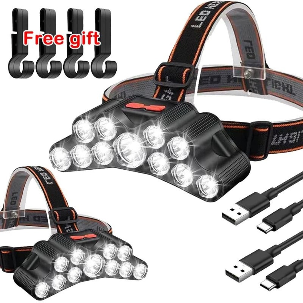 Strong Light 11LED USB Rechargeable Headlamp With BuiltIn Battery 0
