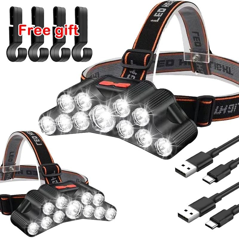 Strong Light 11LED USB Rechargeable Headlamp With BuiltIn Battery 0