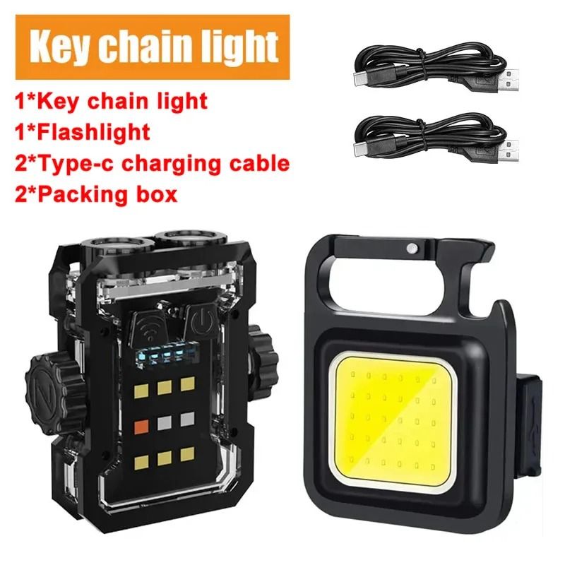 Portable Mini Keychain LED Flashlight With RGB Light 9