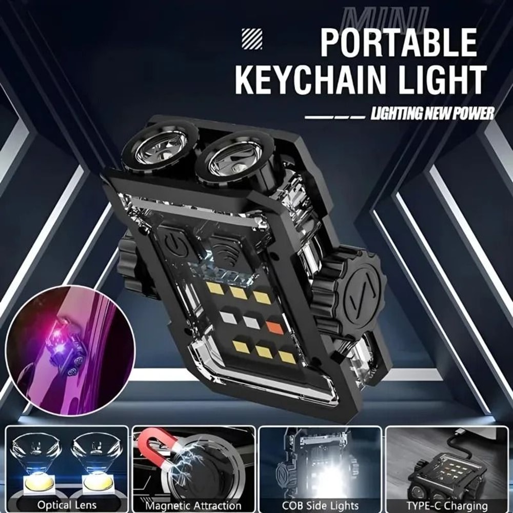 Portable Mini Keychain LED Flashlight With RGB Light 4