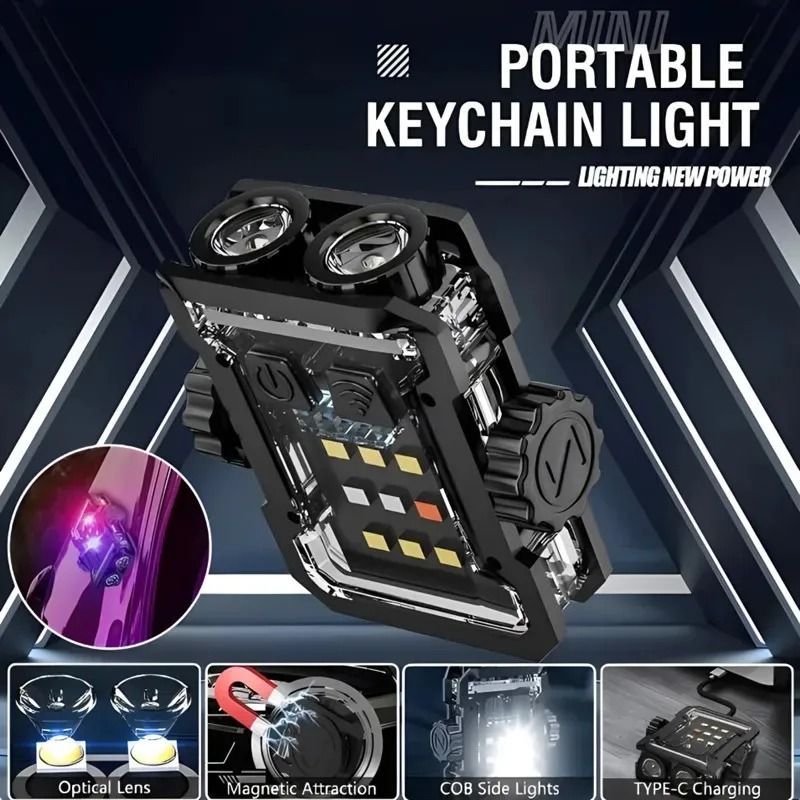 Portable Mini Keychain LED Flashlight With RGB Light 4