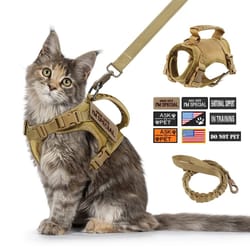 tactical cat harness leash set with patches and handle