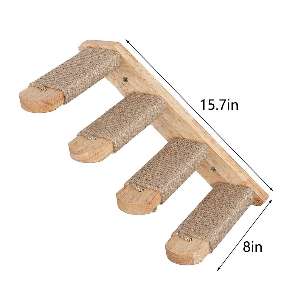 Wall Mounted Cat Climbing Shelf With Sisal Scratching Steps 9