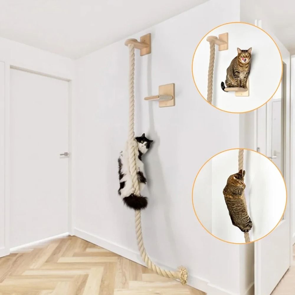Wall Mounted Cat Climbing Rope And Scratching Post 1