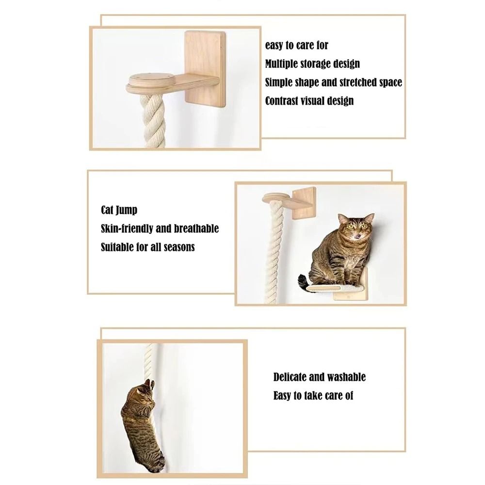 Wall Mounted Cat Climbing Rope And Scratching Post 4