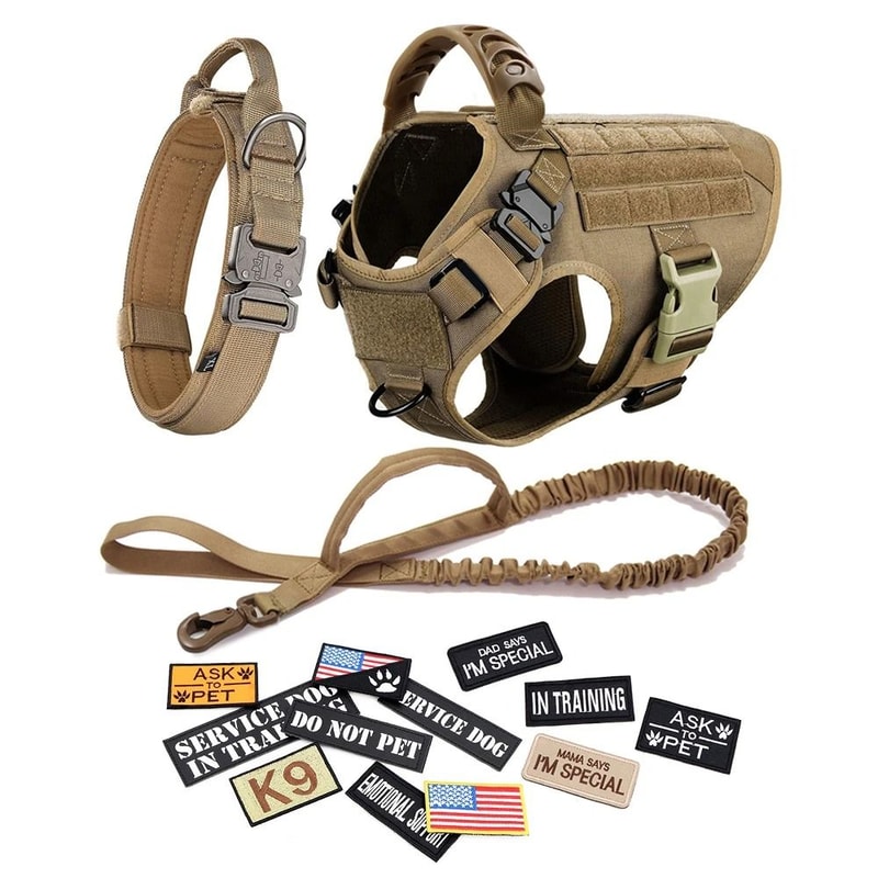 Tactical Dog Harness Leash Collar Set For Medium And Large Dogs 9