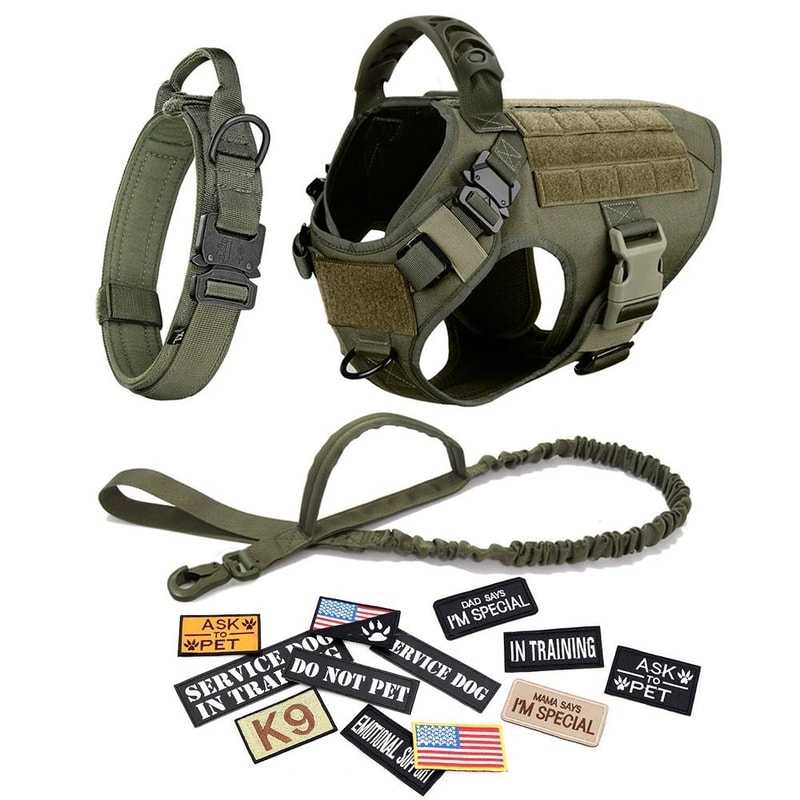 Tactical Dog Harness Leash Collar Set For Medium And Large Dogs 8