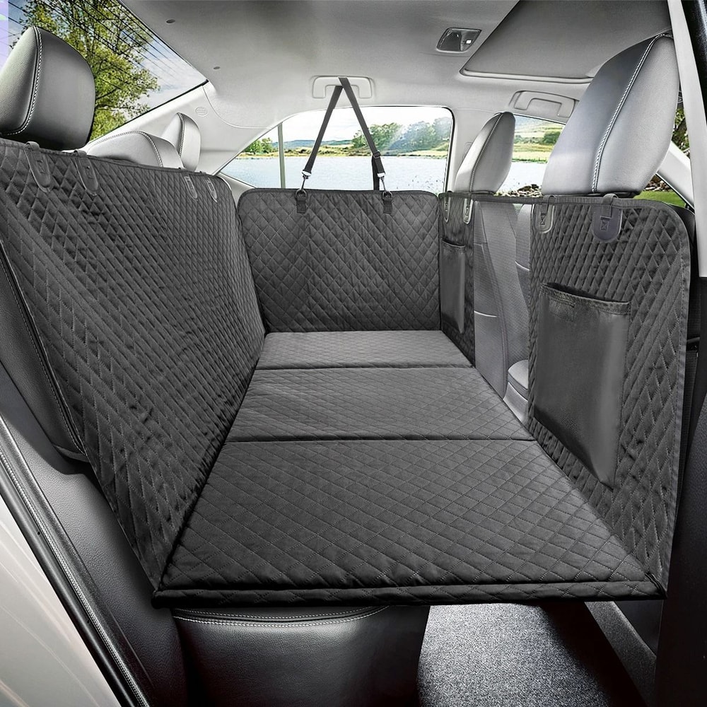 Waterproof Dog Car Back Seat Extender Cover With Hard Bottom And Hammock Protection 1