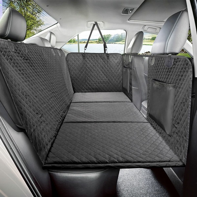 Waterproof Dog Car Back Seat Extender Cover With Hard Bottom And Hammock Protection 1