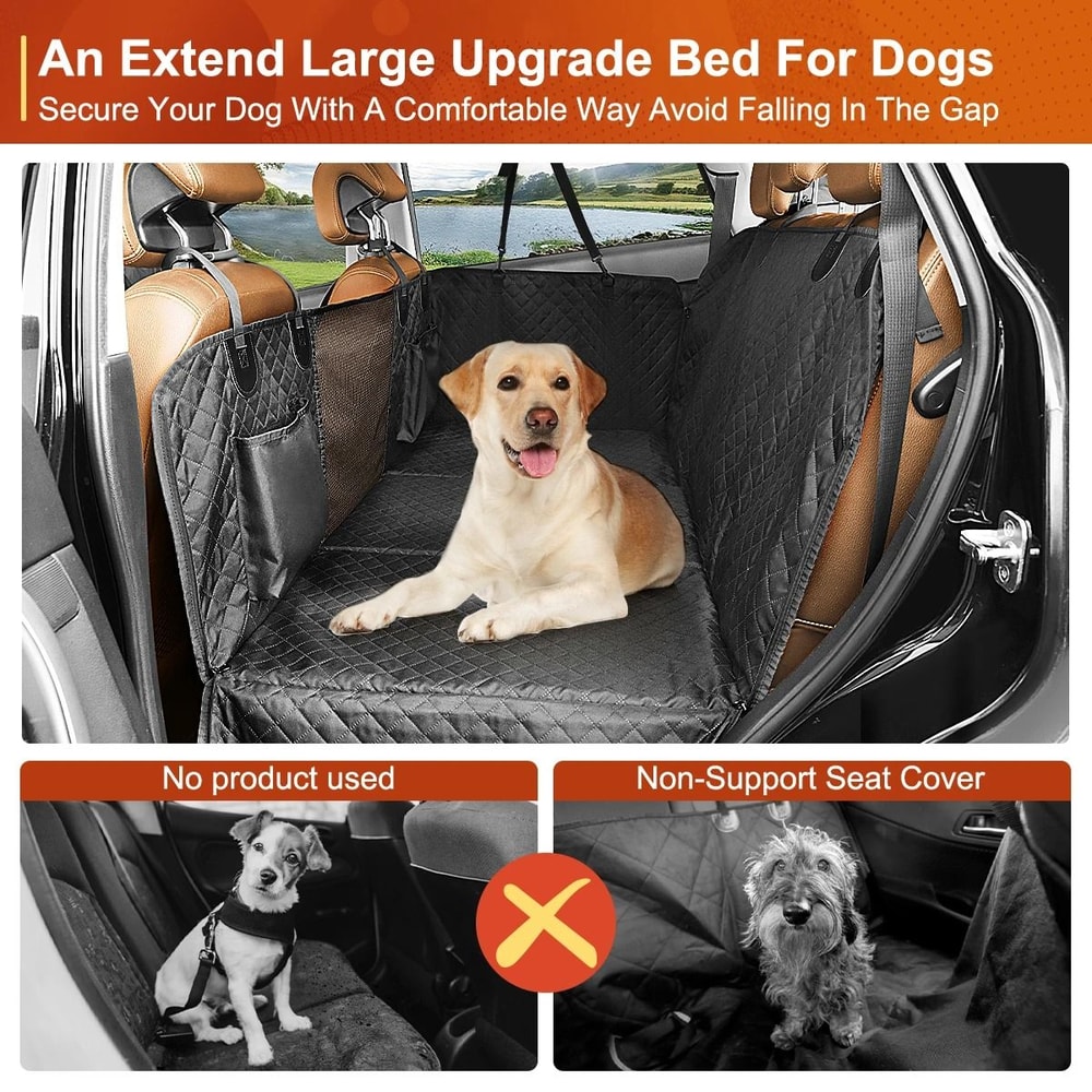 Waterproof Dog Car Back Seat Extender Cover With Hard Bottom And Hammock Protection 4