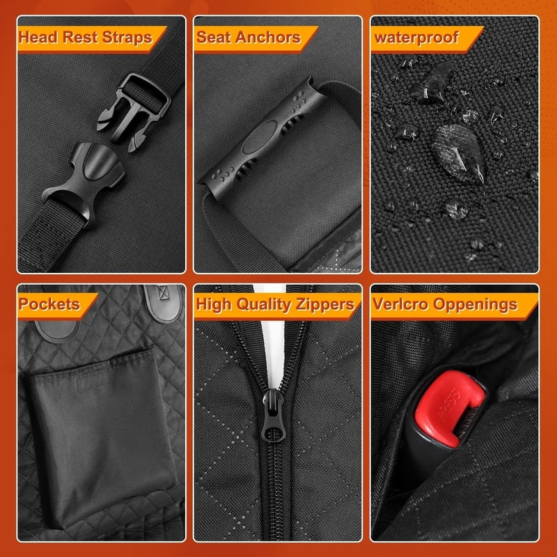 Waterproof Dog Car Back Seat Extender Cover With Hard Bottom And Hammock Protection 6