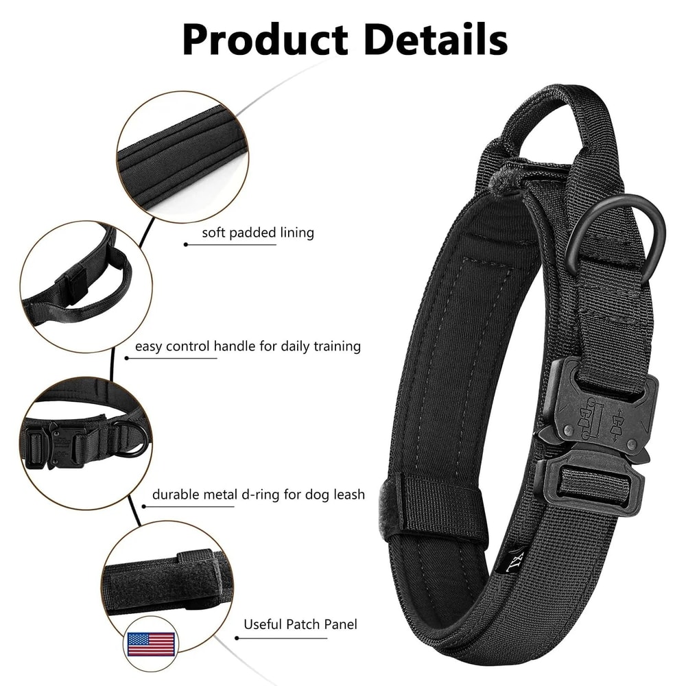 Tactical Dog Harness Set With Adjustable Collar Leash Molle Pouch And Training Vest 3