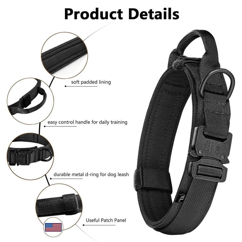 Tactical Dog Harness Set With Adjustable Collar Leash Molle Pouch And Training Vest 3
