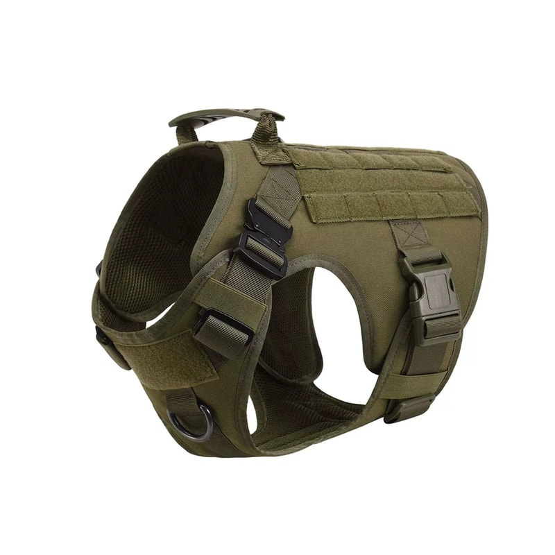 Tactical Dog Harness Set With Adjustable Collar Leash Molle Pouch And Training Vest 8
