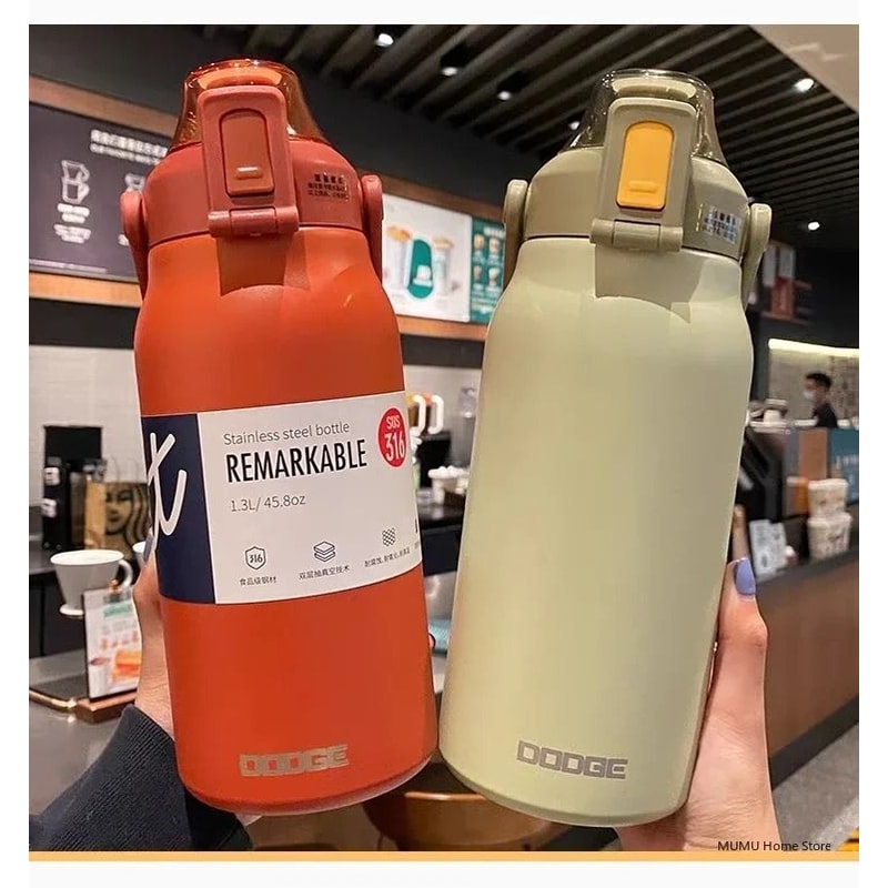 Large Capacity Stainless Steel Tumbler Thermos Bottle With Straw And Lock Lid 6