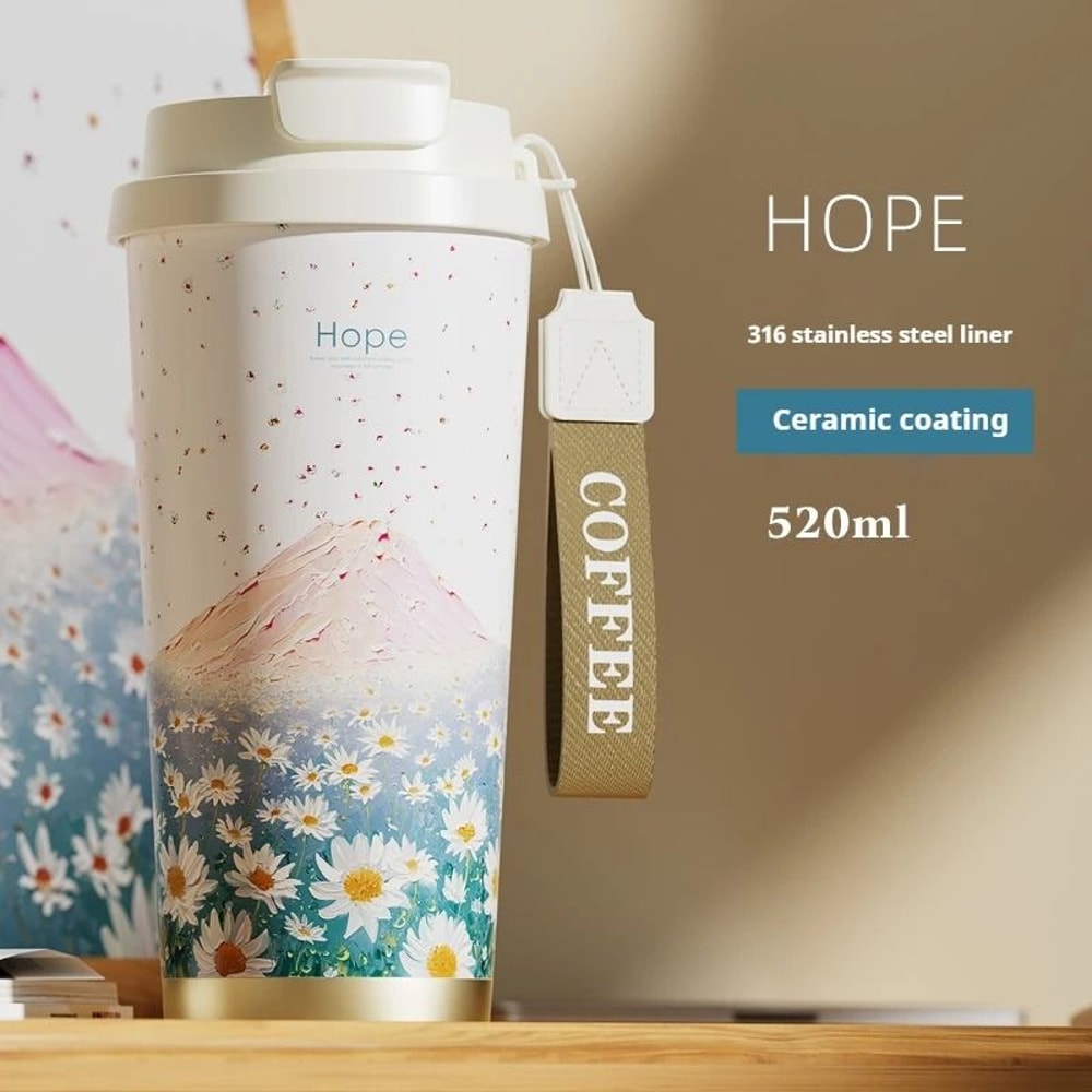 Stainless Steel Vacuum Insulated Travel Tumbler With Floral Pattern For Hot And Cold Drinks 7