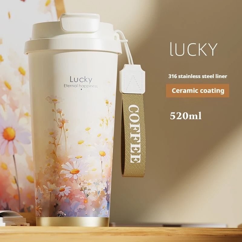 Stainless Steel Vacuum Insulated Travel Tumbler With Floral Pattern For Hot And Cold Drinks 8