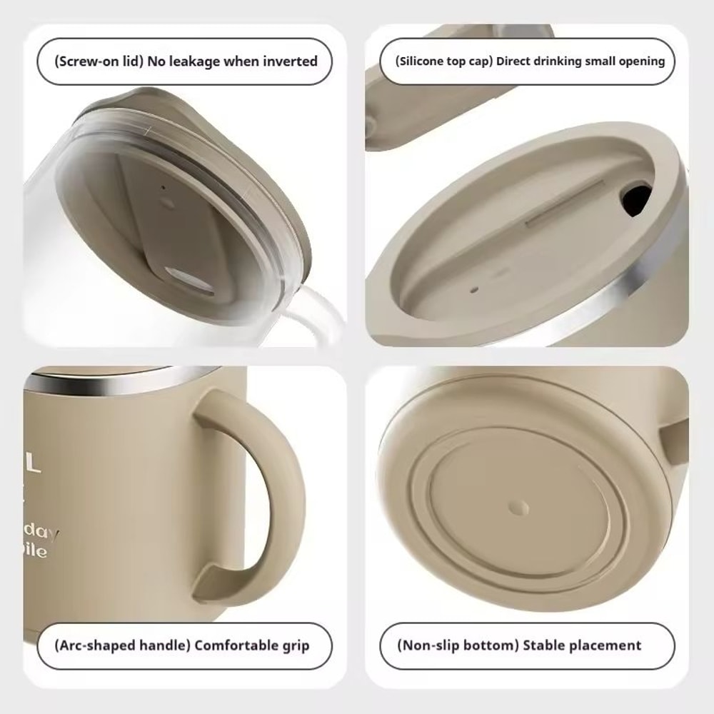 Stainless Steel Insulated Coffee Mug With Handle And Leak Proof Lid For Hot And Cold Drinks 1