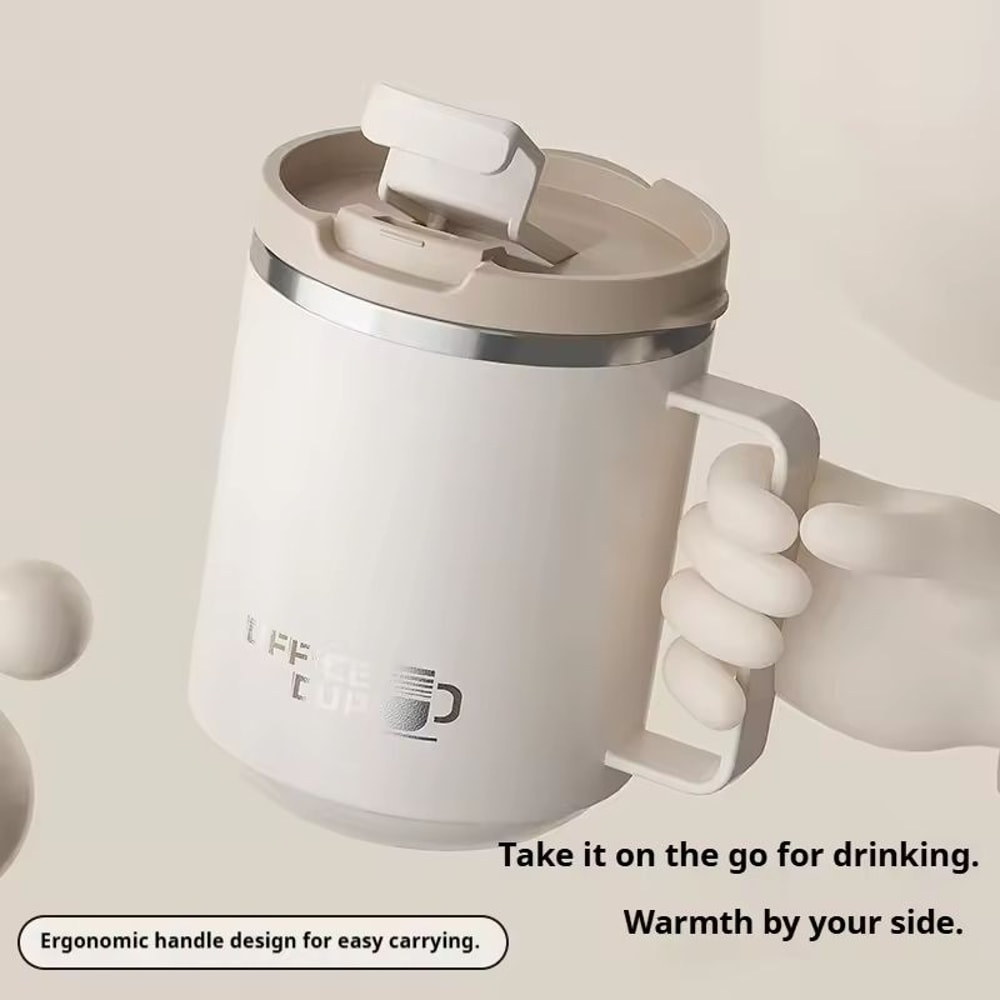 Stainless Steel Insulated Coffee Mug With Handle And Leak Proof Lid For Hot And Cold Drinks 3
