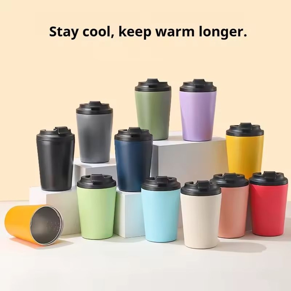 12 Oz Stainless Steel Insulated Travel Coffee Mug With Non Slip Base And Leak Proof Lid 2