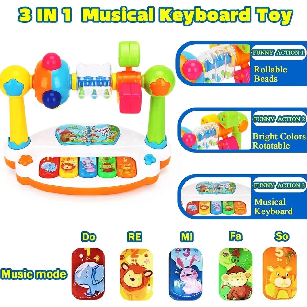 Rotating Musical Baby Piano Toy With Lights And Sounds For Early Learning Play 1