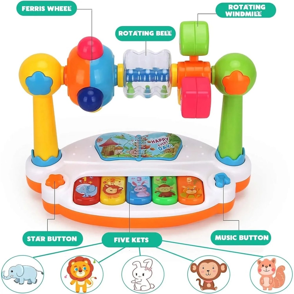 Rotating Musical Baby Piano Toy With Lights And Sounds For Early Learning Play 4