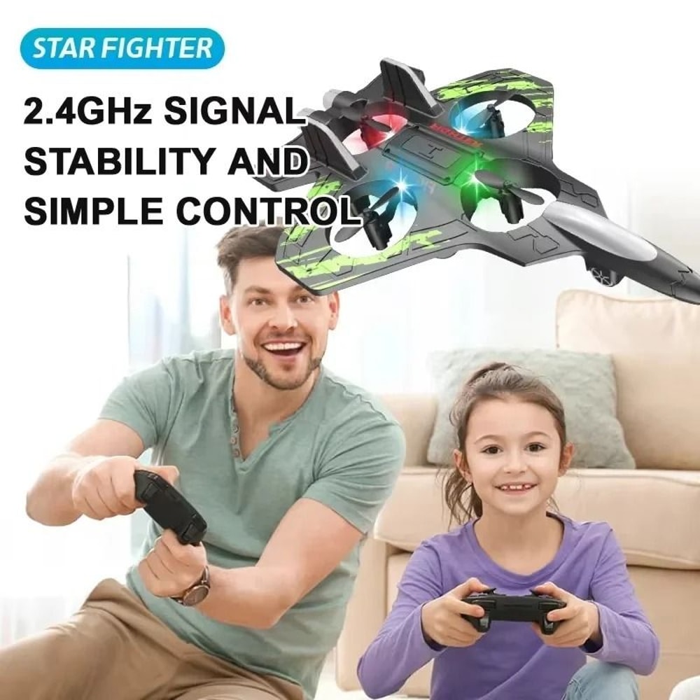 24G Remote Control Foam Fighter Plane With LED Lights And Stunt Tumbling 5