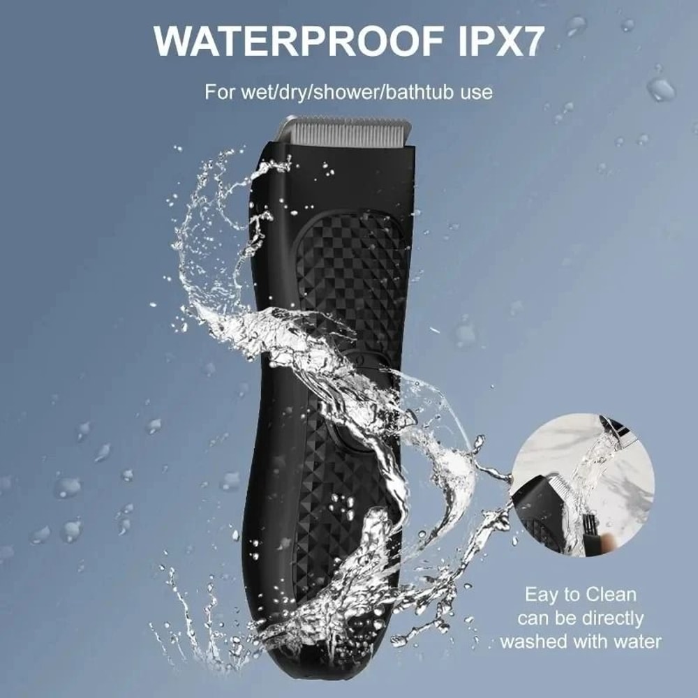 Waterproof Mens Body Hair Trimmer With Ceramic Blades And Adjustable Guards For Sensitive Areas 1