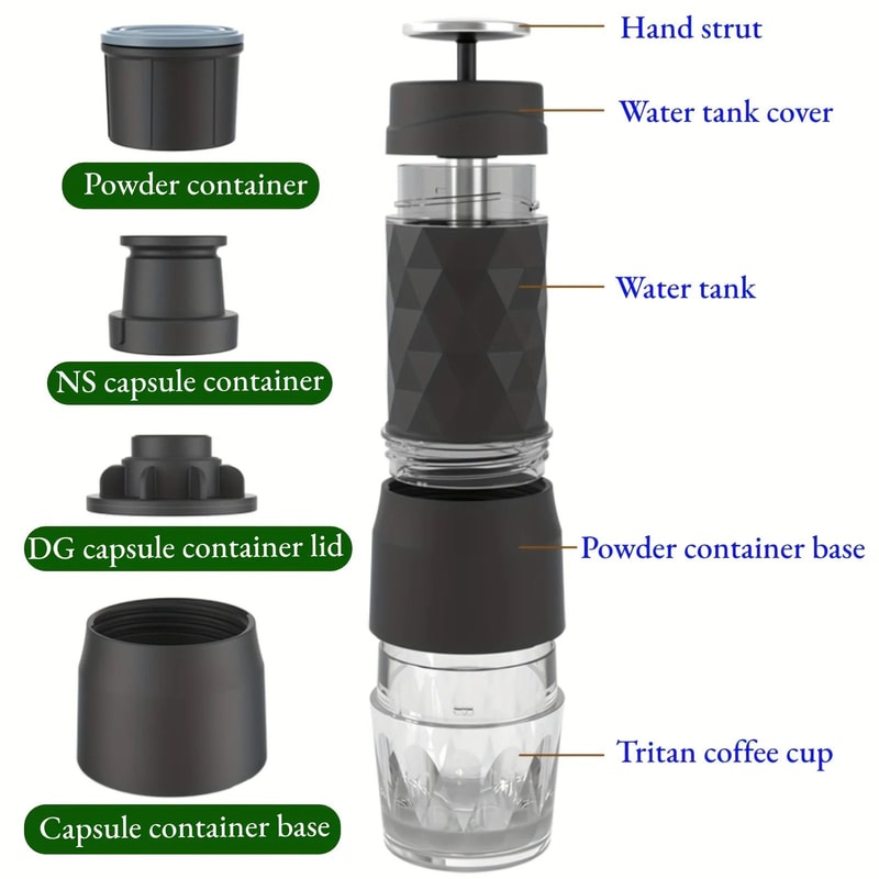 3 In 1 Portable Espresso Maker For Capsules And Ground Coffee With Hot And Cold Brewing 5