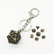 Mini Metal Dragon Skeleton Dice Keychain Set With Polyhedral Dice Pendant 1
