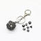 Mini Metal Dragon Skeleton Dice Keychain Set With Polyhedral Dice Pendant 6