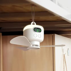 rechargeable camping ceiling fan with remote control, led light, and 8000mah battery