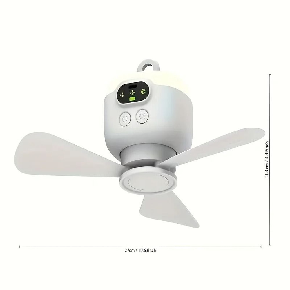 Rechargeable Camping Ceiling Fan With Remote Control LED Light And 8000mAh Battery 2