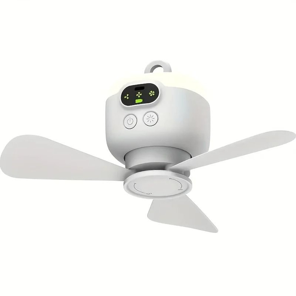 Rechargeable Camping Ceiling Fan With Remote Control LED Light And 8000mAh Battery 6