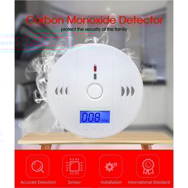 Battery Powered Carbon Monoxide Alarm Detector With LCD Display And 85dB Warning 0
