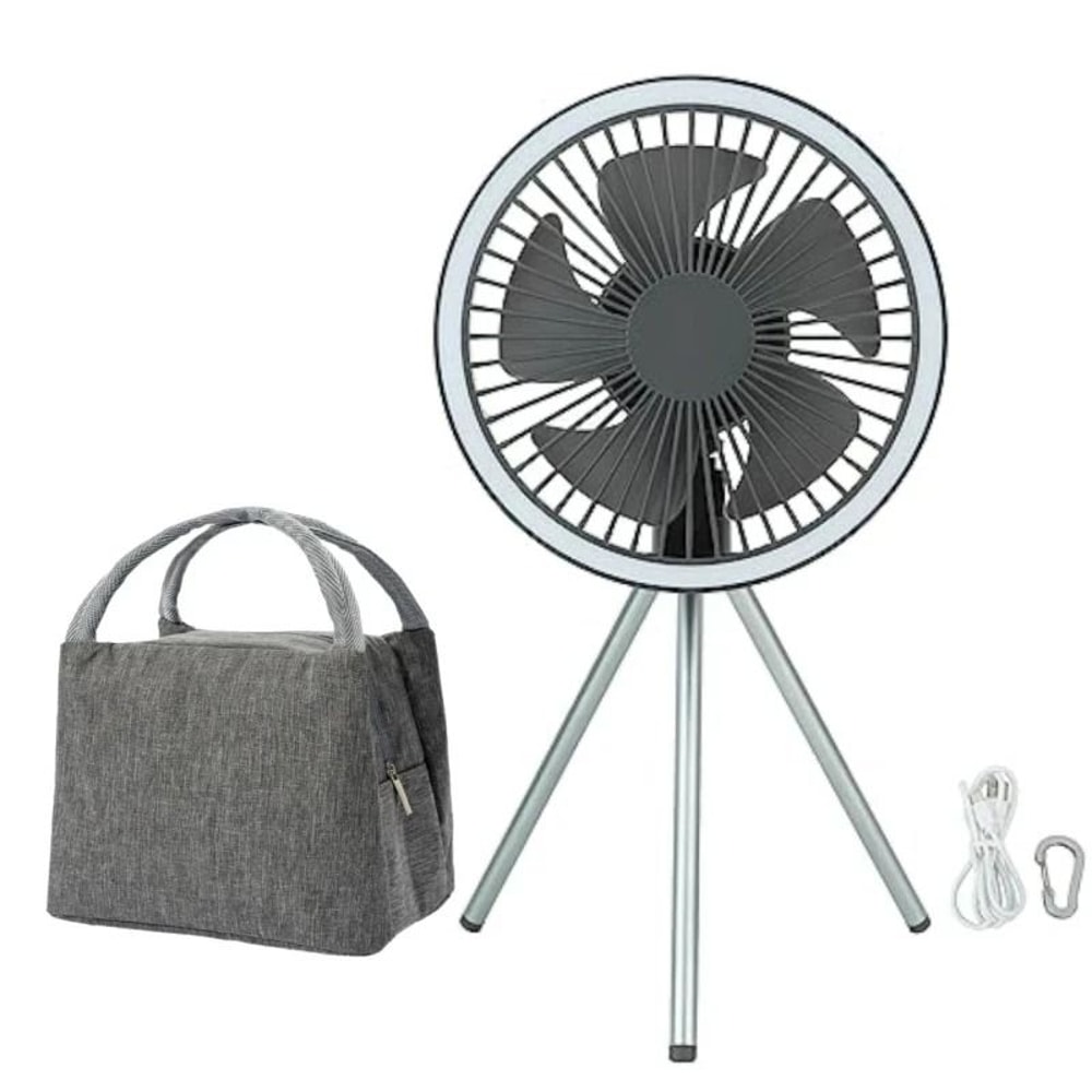 10000mAh Rechargeable Camping Fan With LED Light And Power Bank Tripod Design 7